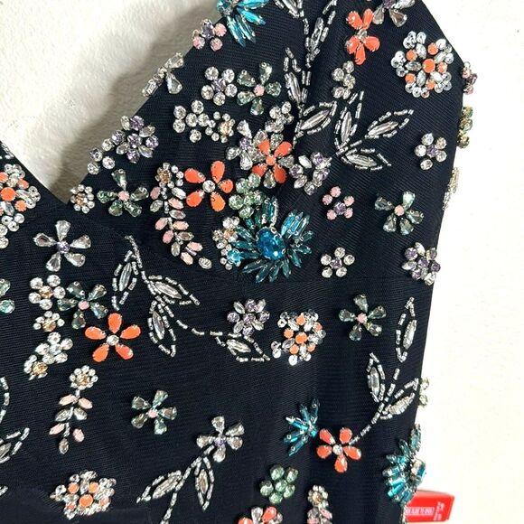 Mac Duggal MULTI COLOR embellished BEADED FLORAL CAMI GOWN black size 10 42006 - Picture 8 of 14